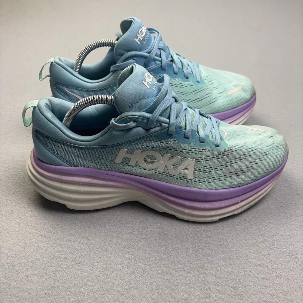 Hoka One One Bondi 8 Shoes Womens Size 10.5 Blue Running Sneakers Mesh Athletic
